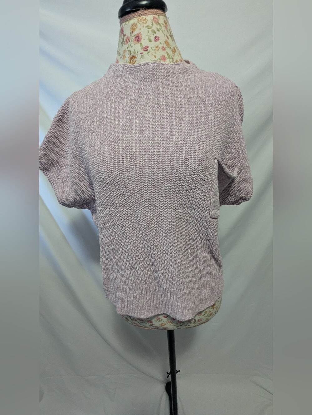 Free People Light Mauve Knit Short Sleeve Beach Top Size XL